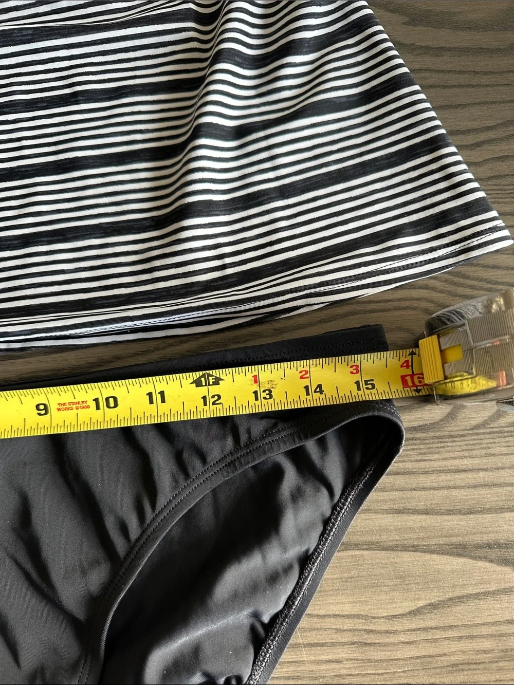Nike Black & White Striped Tankini Top with Solid Black Bottom